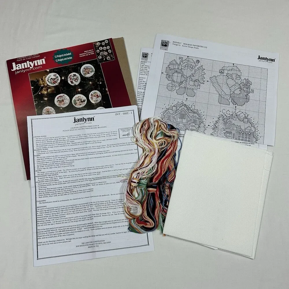 JANLYNN Counted Cross Stitch Ornament Kit 2004 Holiday Favorites #023-0217